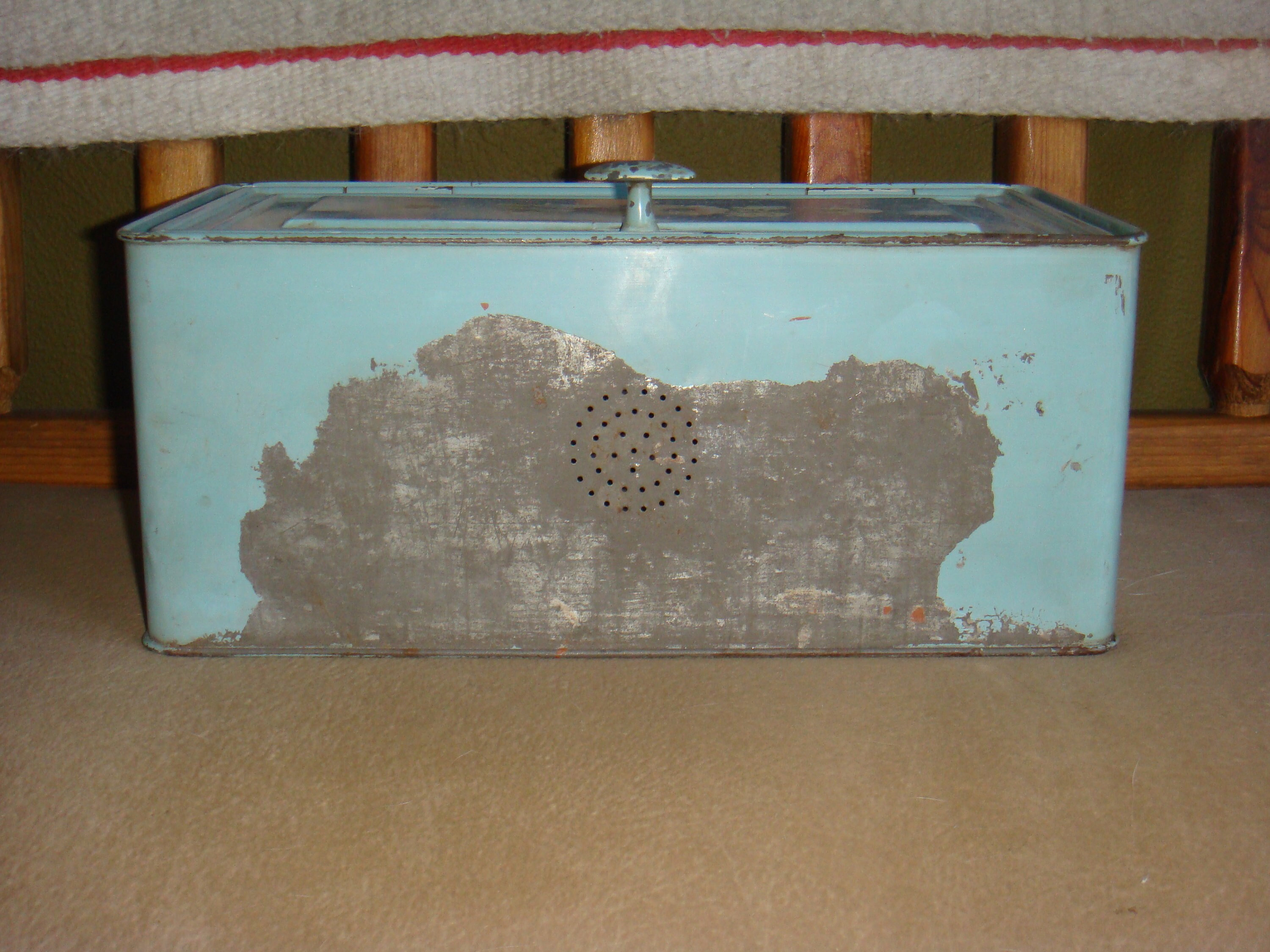 Vintage Kreamer Bread Box Blue White Flowers Etsy