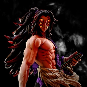 Demon Slayer – Kokushibo | Upper Moon One STL Statue | Anime 3D Print Model | Digital STL File