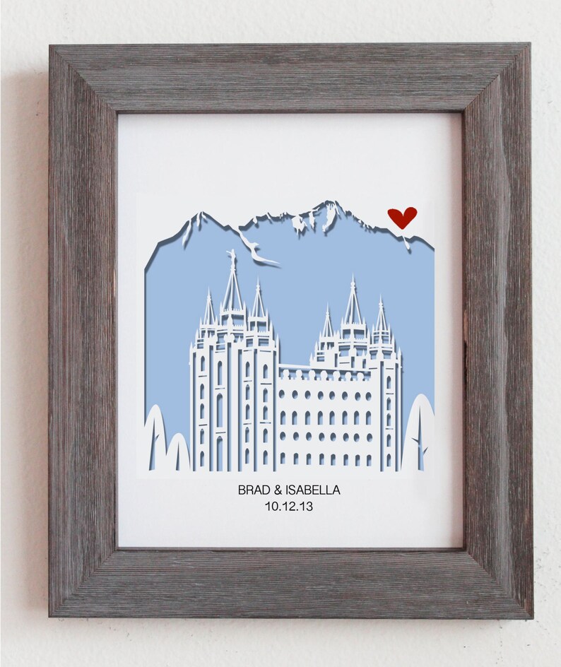 Salt Lake City Mormon Temple cut out artwork 11x14 image 3