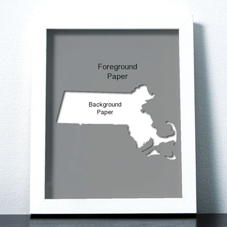 Personalized Paper Cut Out of Massachusetts Map 8x10 for Gift and Wedding Gift image 3