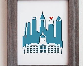 Atlanta, GA cutout cityscape artwork