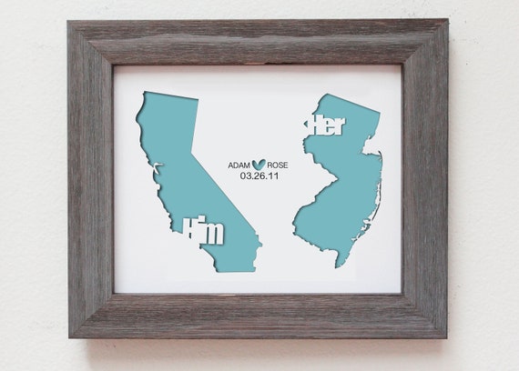 personalized paper cut out of two maps 8x10 for etsy