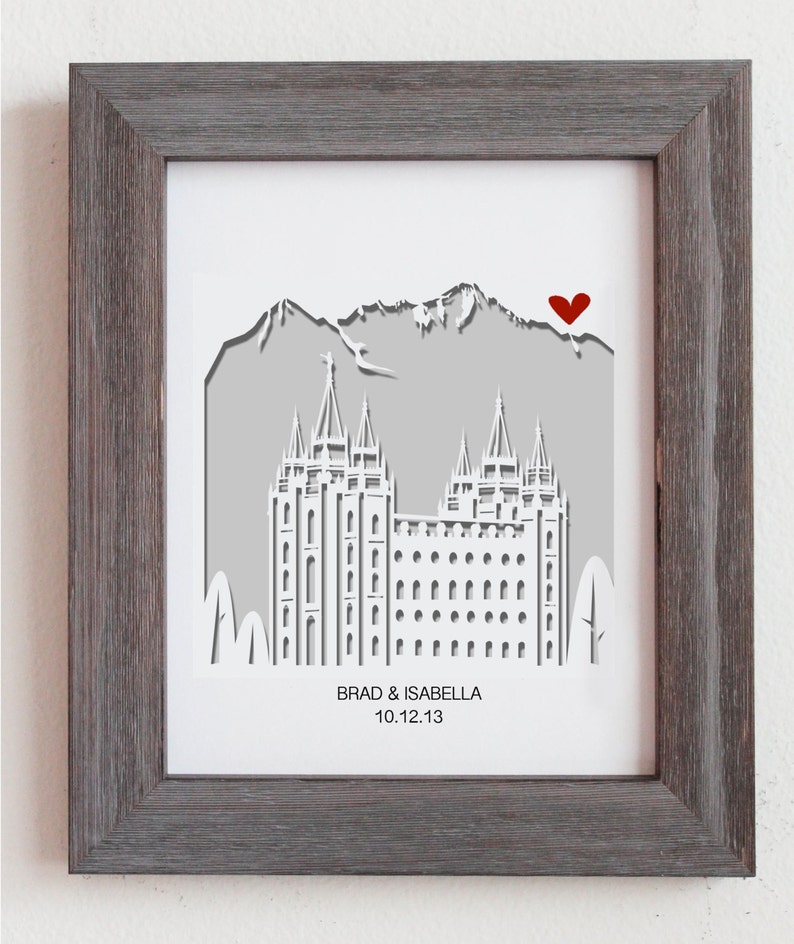 Salt Lake City Mormon Temple cut out artwork 11x14 image 2