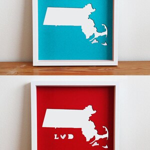 Personalized Paper Cut Out of Massachusetts Map 8x10 for Gift and Wedding Gift image 2