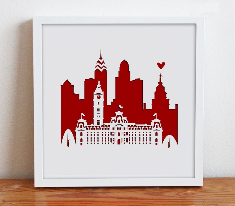 Philadelphia, PA. 12x12 Frame Gift or Wedding Gift image 1