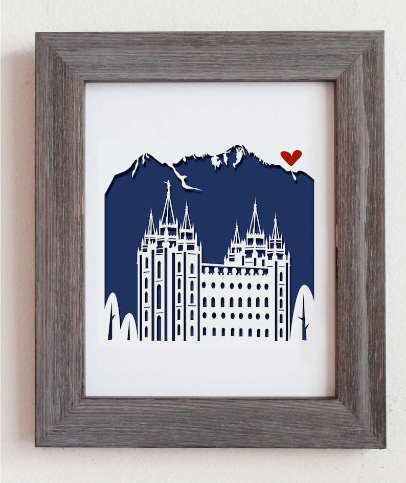 Salt Lake City Mormon Temple cut out artwork 11x14 image 1