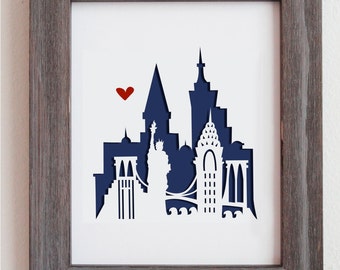 New York, New York.  Personalized Gift or Wedding Gift