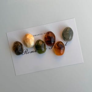 6 Stück Harz-Edelstein-Magnete, erdfarbener Kühlschrank-Dekor, hochglänzendes modernes Magnet-Set
