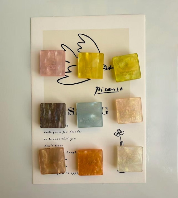 9PCS Iridescent Square Magnets Set, Pearly Square Magnets Set