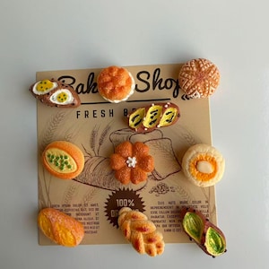 Realistic Bread & Pastry Kitchen Decor: 10PCS Food Magnet Set