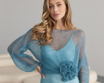 Sweter z moheru dla kobiet, prześwitujący, lekki sweter