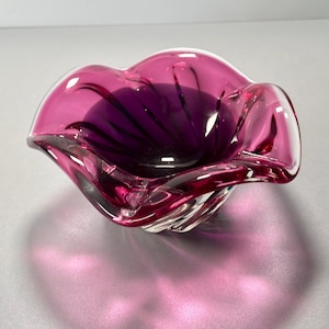 Vintage Czech Art Glass Bowl Chřibská to Josef Hospodka 1960s