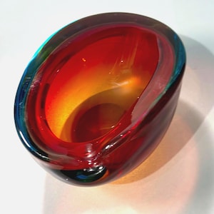 Jan Exnar 8605/12 Art Glass Bowl Czech Skrdlovice 1986 Vintage Collectors Gift