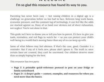 Protocolo de seguridad de IA en el hogar: Guía digital imprimible para padres que protege a sus hijos de la IA, las redes sociales y la sobrecarga de pantallas.