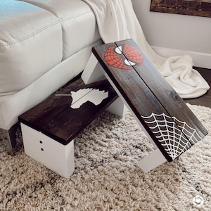 Small Custom Characterd Boys Wooden Spidey One Step Stool : Handmade Personalized Name