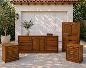 Set composto da comò, comodino e credenza in stile anni '50 / Mobili su misura per la camera da letto