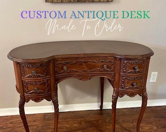 Individueller französischer Schreibtisch | Gemalt Schminktisch | Nachgearbeiteter antiker Schreibtisch Waschtisch | Wählen Sie Farbe Finish | Französisch-provinzieller Stil