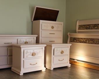 Ready To Ship Queen Girls Bed Set Pink And Gold Rose 6 Piece Matching Bedroom Set