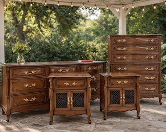 Juego de cómoda de dormitorio de madera maciza de estilo provenzal francés