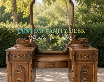 Custom Antique Vanity Desk Solid Wood