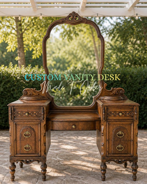 Custom Antique Vanity Desk Solid Wood