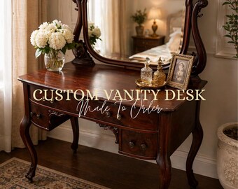 Disponible para personalizar: cómoda vintage pintada con espejo, aparador, recibidor, tocador.