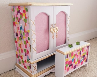 Hand Painted Rainbow Tile Jewelry Box