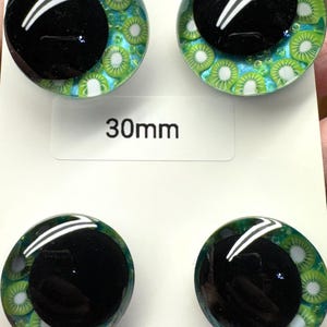Hand Painted Safety Eyes | 1 Pair | 30mm & 25mm  Offset Pupil Recessed Sinker Eyes | Amigurumi Kawaii Safety Eyes/Kiwi