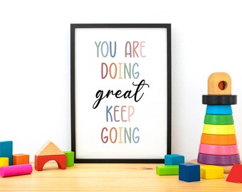 Kids Encouragement Poster Print, Motivational Classroom School Wall Art Decor, Positive Uplifting Quote Printable, Digital Download, JPEG