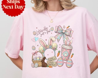 Comfort Colors® Literally Just A Girl Long Sleeve Shirt, Easter Bunny Shirt, Disney Spring Vibes Shirt, Happy Easter Tee, Easter Vibes Shirt