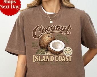 Coconut Shirt, Comfort Colors® Coconut Island Coast Shirt, Tropical Shirt, Beach Shirt, Summer Shirt, Vintage Coconut Shirt, Nature Shirt