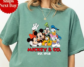 Mickey & Co Est. 1928 Shirt, Disney Squad Shirt, Mickey and Friends Shirt, Disneyland Family Vacation Long Sleeve Shirt Comfort Colors®