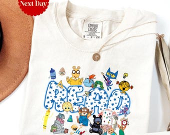 Comfort Colors® Read Shirt, Children's Book Characters Shirt, Reading Week Long Sleeve, Read Across America Shirt, Kindergarten Shirt