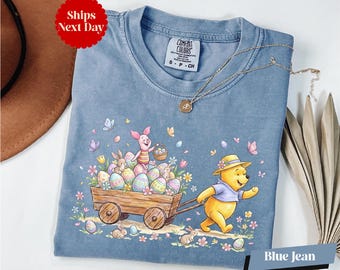 Comfort Colors® Pooh and Piglet Easter Long Sleeve & Shirt, Winnie The Pooh Spring Shirt, Happy Easter Gift, Disney Kids Easter Shirt
