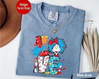 Comfort Colors® Dr Seuss Love Shirt, Cat in the Hat Shirt, Elephant Shirt, Reading Week Shirt, Read Across America Shirt, Kids Reading Shirt