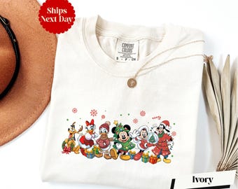 Mickey and Friends Christmas Long Sleeve & Shirt, Disney Squad Winter Holiday Shirt, Comfort Colors® WDW Christmas Party Tee, Xmas Apparel