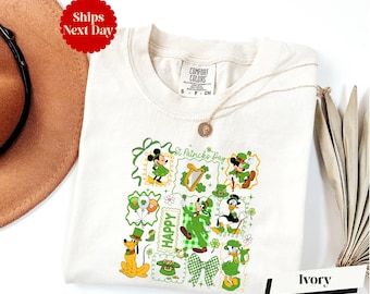 Comfort Colors® Disney Happy St. Patrick's Day Long Sleeve & Shirt, Disney Lucky Vibes Shirt, Irish Gift, Disneyland Patrick's Day Trip Tees
