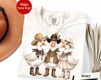 Western Goose Shirt, Cowboy Goose Tee, Cowgirl Goose Shirt, Comfort Colors® Country Shirt, Funny Western Shirt, Silly Goose Long Sleeve