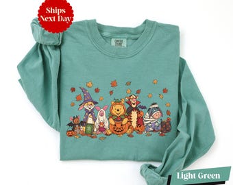 Pooh and Friends Long Sleeve & Shirt, Comfort Colors® Winnie The Pooh Halloween Shirt, Disney Pumpkin Season Gift, WDW Spooky Season Shirts