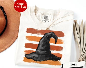Witch Hat Shirt, Spooky Season Shirt, Retro Halloween Shirt, Witchy Shirt, Girly Halloween Shirt, Comfort Colors® Witch Vibes Shirt