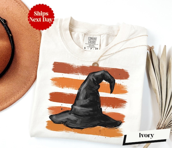 Witch Hat Shirt, Spooky Season Shirt, Retro Halloween Shirt, Witchy Shirt, Girly Halloween Shirt, Comfort Colors® Witch Vibes Shirt