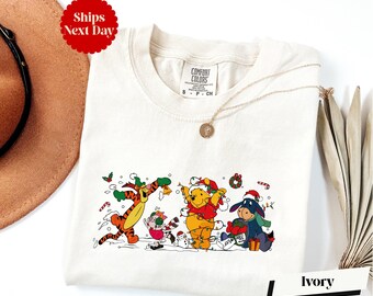 Winnie The Pooh Christmas Long Sleeve & Shirt, Comfort Colors® Pooh and Friends Xmas Shirt, Tigger Piglet Eeyore Christmas Shirt, WDW Gifts