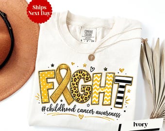 Childhood Cancer Awareness Shirt, Comfort Colors® Fight Long Sleeve & Shirt, Motivational Shirt, Support Squad Shirt, Awareness Shirt