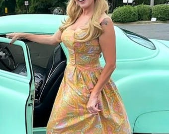 Vintage 1960s Jean Allen Sundress: Psychedelic Mod Boho Cotton Dress