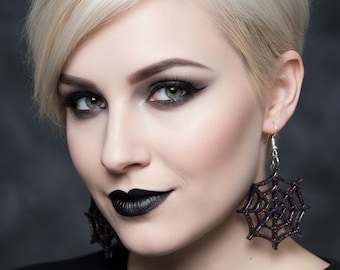 Glittering Midnight Cobweb Earrings