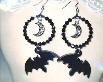 Midnight Flight Hoop Earrings