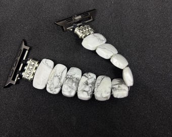 Beaded Howlite Apple Watch Band: Gemstone Bracelet Strap