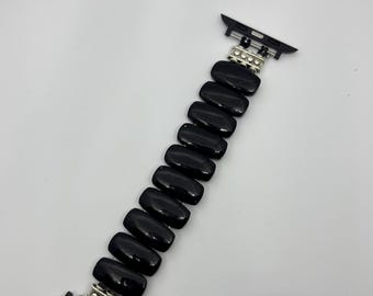 Black Onyx Beaded Apple Watch Band - Gemstone Bracelet Strap