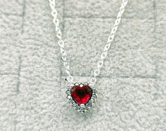 Pandora Sparkling Red Heart Halo Pendant  Necklace -45Cm Silver Ale S925