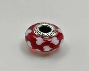 Red Lovehearts -  Pandora Charm Looking Glass 925 Sterling Silver